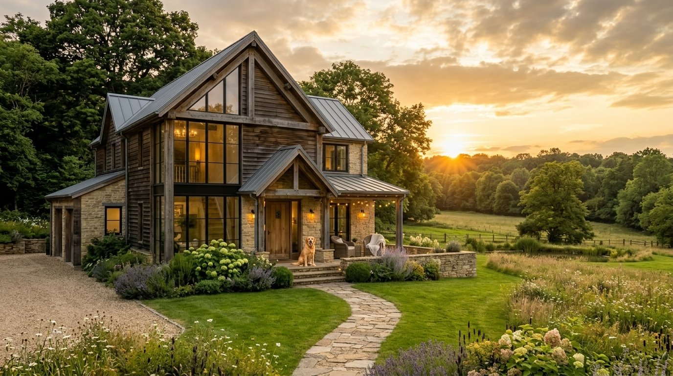 A_beautiful_luxury_farmhouse_surrounded_by_green_f_4491e38fab